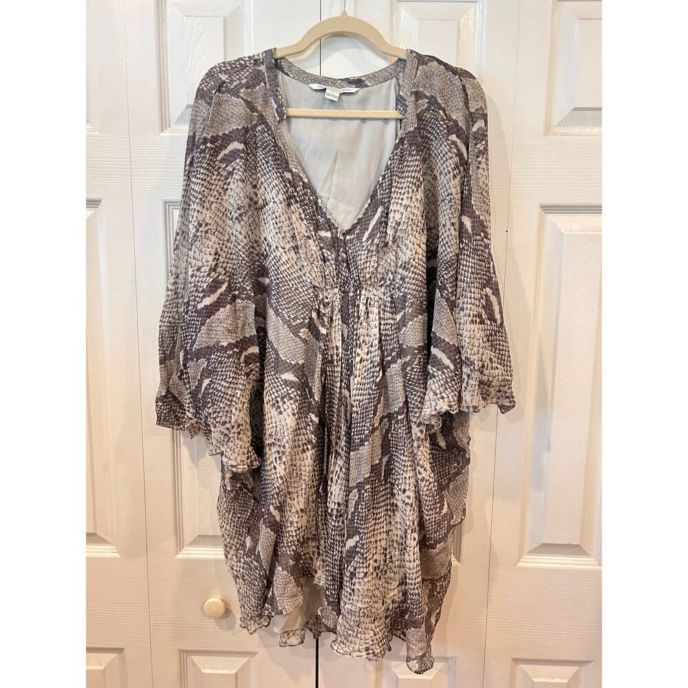 Diane von Furstenberg Fleurette Silk Chiffon Kaftan Dress Snakeskin Size 6